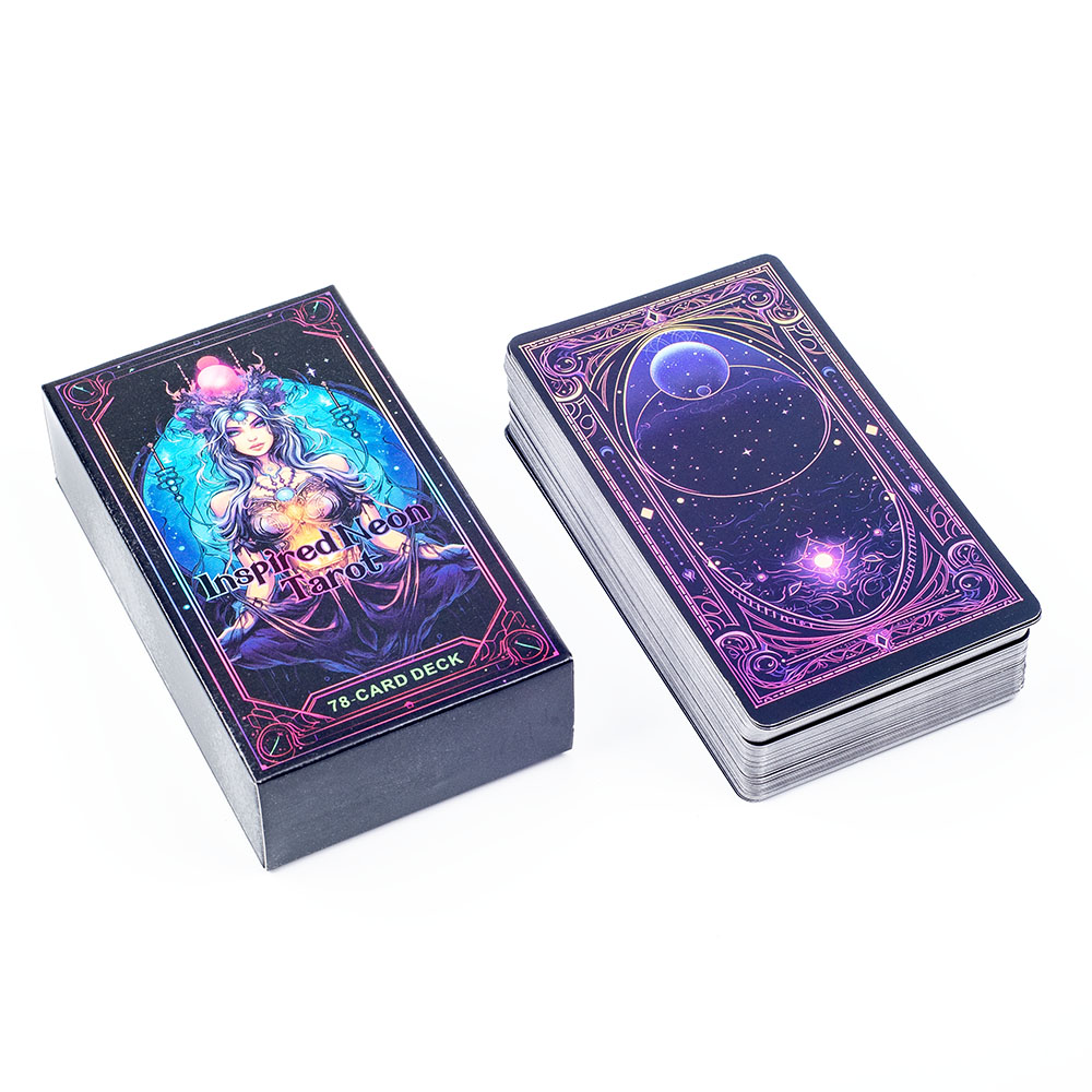 Tarot Deck With Guidebook - Baralho de tarô neon inspirado, 78