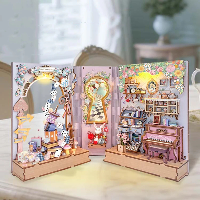 Kit de modelo em miniatura par - Diy Wooden Book Nook Kit Shelf Insert avaliação e preço